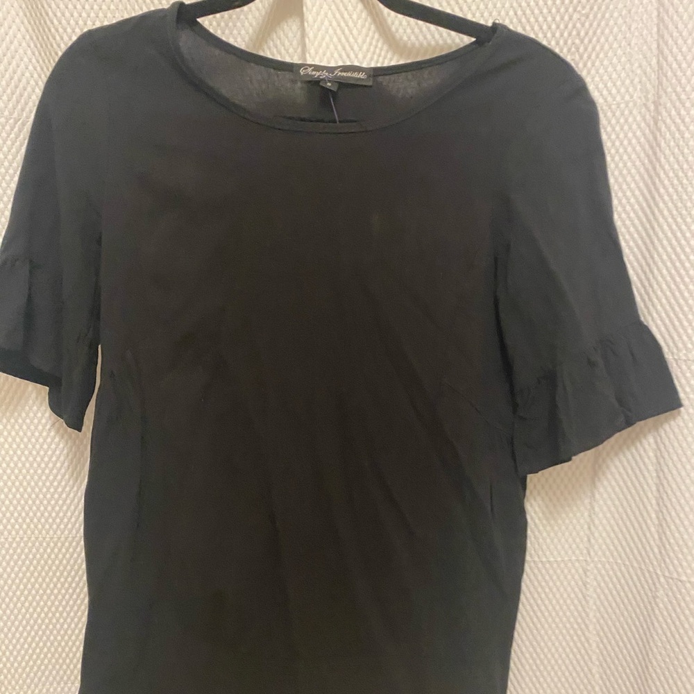 Simply Irresistible Black Ruffle Sleeve and Hem Blouse